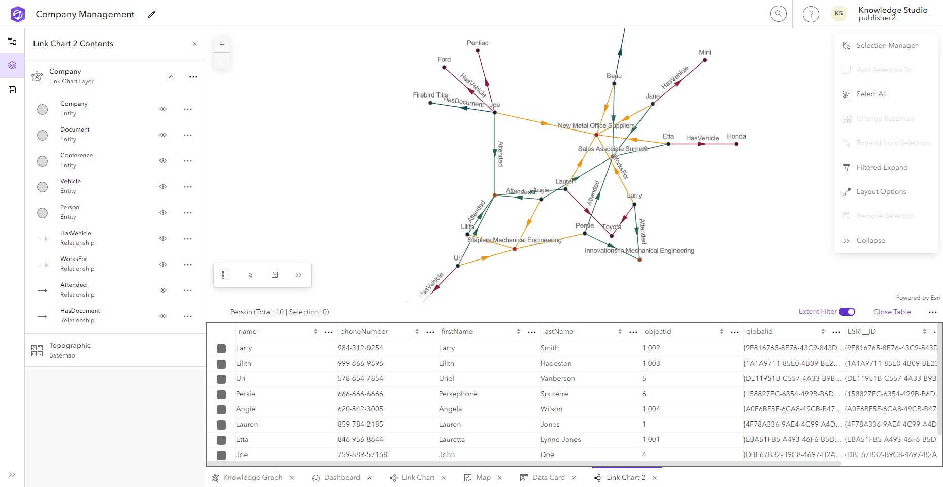 Link chart with table open Link chart with table open