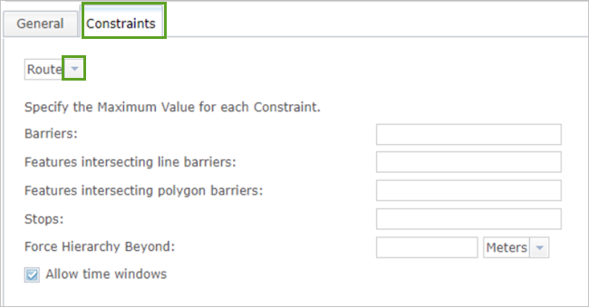 Constraints tab